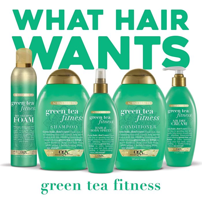 شامپو چای سبز و نعنا فیتنس او جی ایکسOGX Active Beauty Green Tea Fitness Shampoo
