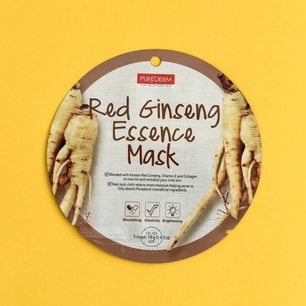 ماسک ورقه ای عصاره جینسینگ قرمز purederm red ginseng essence mask