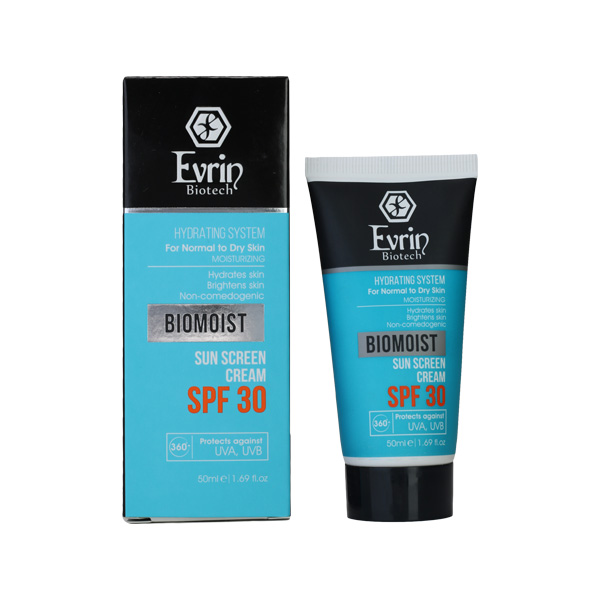 کرم ضد آفتاب و آبرسان پوست معمولی تا خشک SPF 30 اورین بیوتیک  Evrin biotech hydrating system for normal to dry skin BIOMOIST sun screen cream