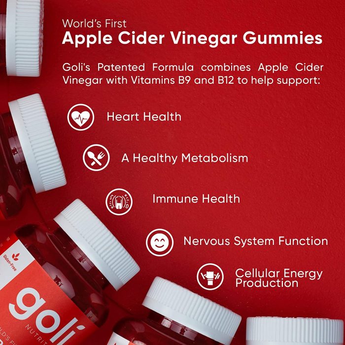 پاستیل لاغری سرکه سیب گلیApple Cider Vinegar Gummy Vitamins by Goli Nutrition 