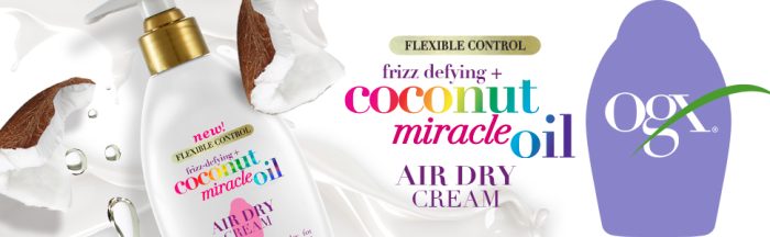 کرم مو روغن نارگیل میراکل او جی ایکسOGX Coconut Miracle Oil Leave Air Dry Hair Cream 177ml