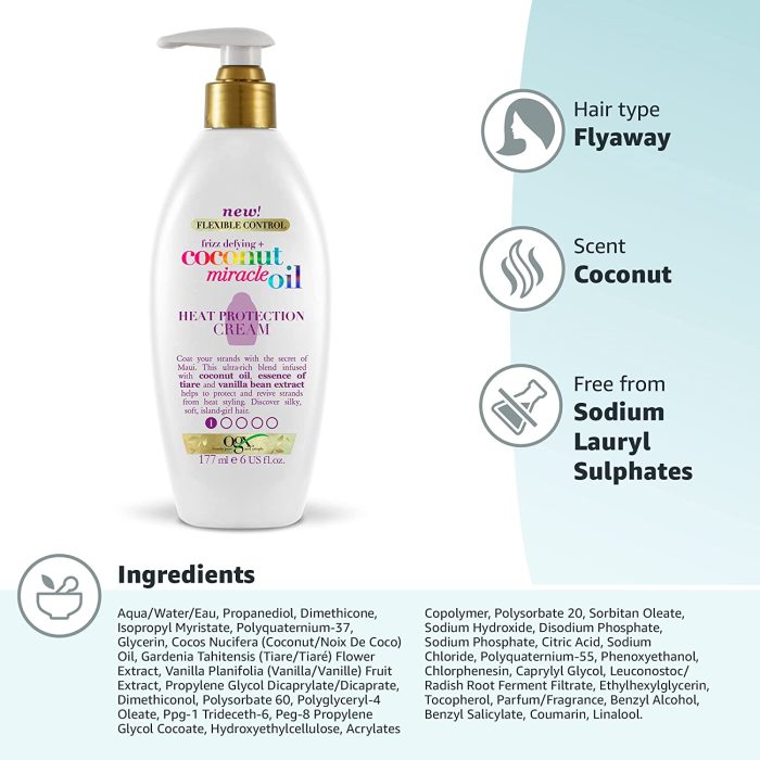کرم مو روغن نارگیل میراکل او جی ایکسOGX Coconut Miracle Oil Leave Air Dry Hair Cream 177ml