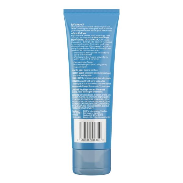 ماسک سم‌زدا و مغذی آگاو آبی و جوش شیرین بیوره مناسب برای پوست های مختلط Bioré Nourishing Detox Cream Mask with Blue Agave and Baking Soda for Combination Skin 110ml